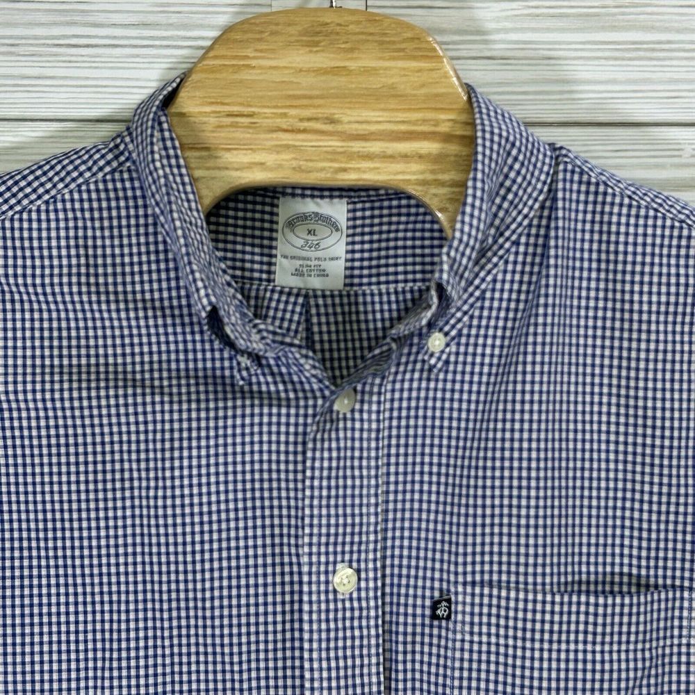 Brooks Brothers Shirt Adult Extra Large White Blue Check Button Up Casual Men